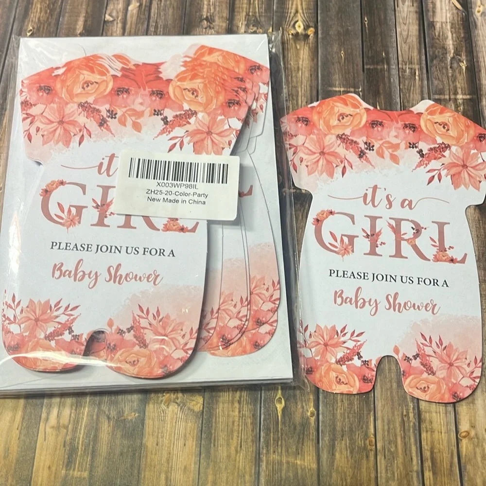 5for$10 Floral Baby Shower Party Invitations & Envelopes 20Ct It's a Girl Cards